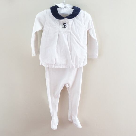 Laranjinha White & Navy Layered Babygrow 12 Months - Picture 1 of 8